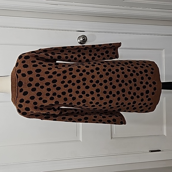 Madewell Black Brown Polka Dot Long Sleeve Wool Sweater Dress Size XS - Picture 6 of 15